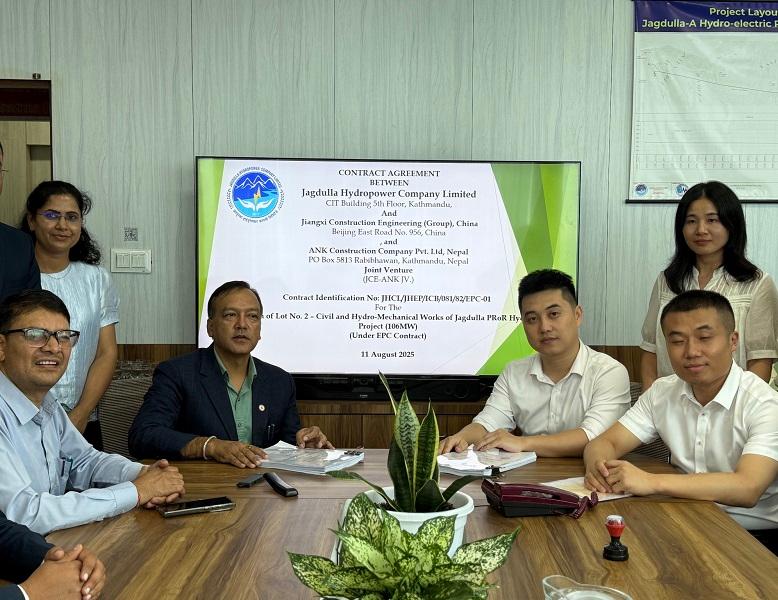 Construction Contract Signed for Jagdulla Hydropower Project in Dolpa, Target to Generate 106 MW Within Five Years