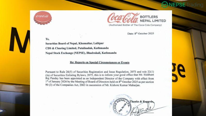 Bottlers Nepal (Coca-Cola) Appoints Siddhant Raj Pandey as Independent Director
