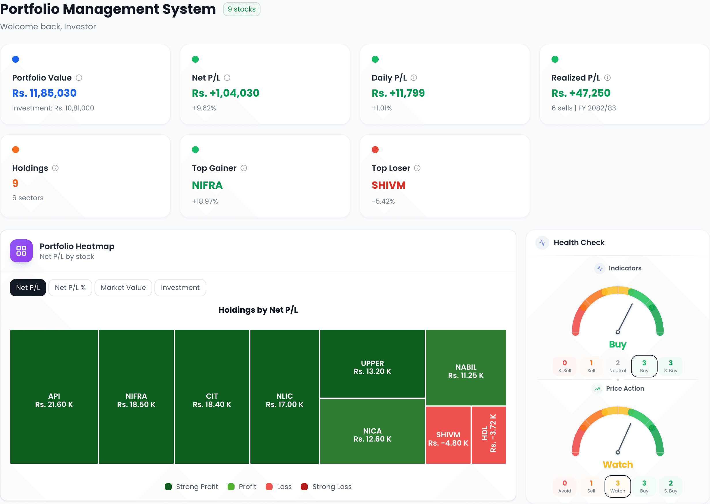 NEPSE Trading portfolio management dashboard